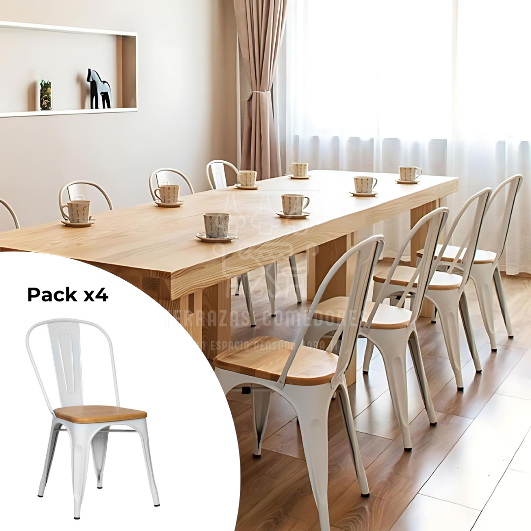 Pack 4 Sillas Modelo Tolix Madera