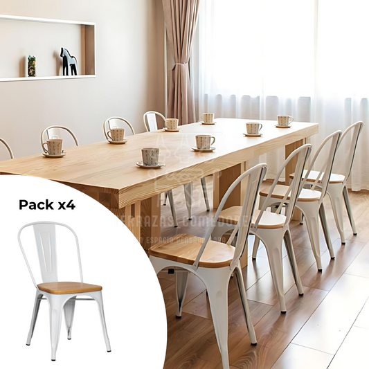Pack 4 Sillas Modelo Tolix Madera