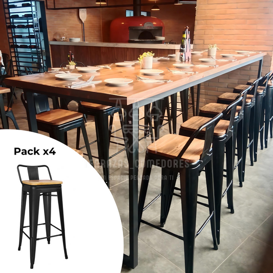 Pack 4 Taburetes Tolix Madera
